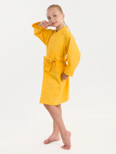 Детский вафельный халат / жёлтый