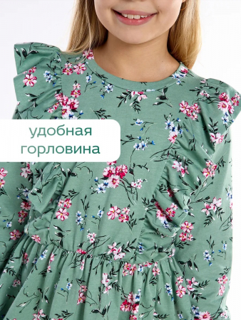 Детское платье "Красотка" / Веточки на зеленом