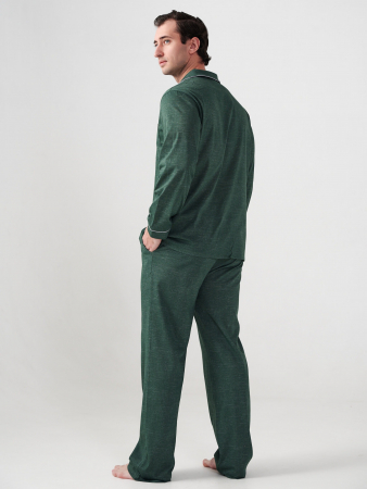 Мужская пижама "Лен" (классическая) 2417-К / Зеленый