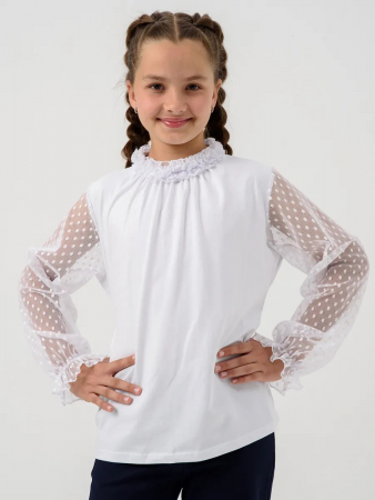 Детская блузка "Кайли" длинный рукав / Белый