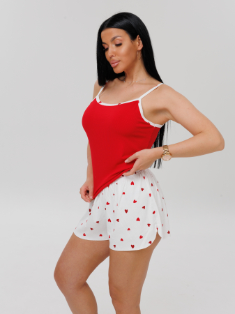 Женская пижама П-101(Л) / Белый кант (сердечки)