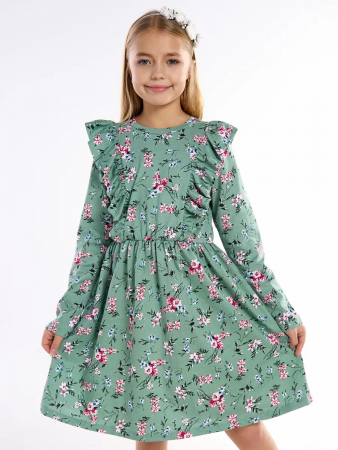 Детское платье "Красотка" / Веточки на зеленом