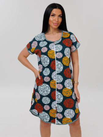 Женский халат Х-154(К) / Петроль (круги)