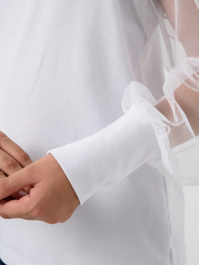 Детская блузка "Яра" длинный рукав / Белый