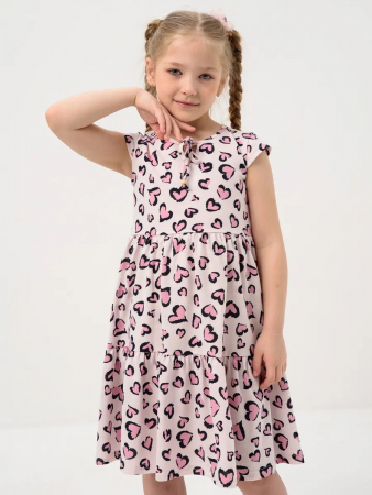 Детское платье "Славянка" / Розовый лео