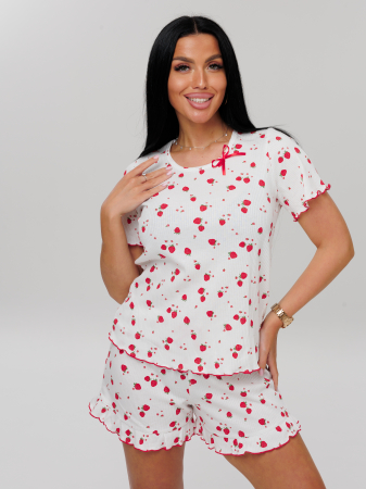 Женская пижама П-97(Каш) / Молочный (клубника)