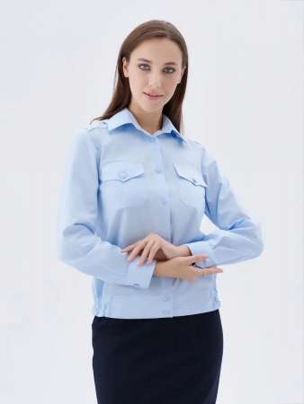 Женская рубашка форменная Полиция (длинный рукав) / Светло-голубой