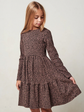 Детское платье "Барби" длинный рукав / Коричневый