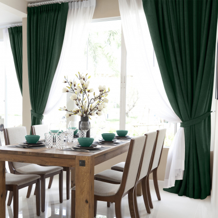 Комплект штор "Волшебная Ночь" Рогожка / Изумруд