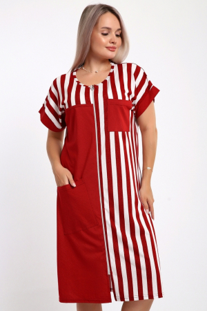 Женский халат Полоска 521 / Красный