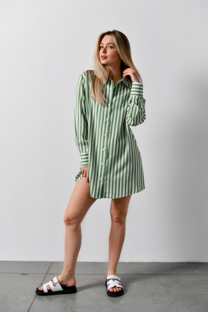 Женская блузка (рубашка) Тропический рай-2 / Зеленая