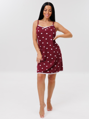 Женская сорочка Сор-96(К) / Бордовый (сердечки)