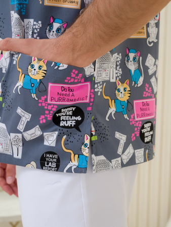 Рубашка медицинская мужская М-286(ST-15) Стрейч / Принт