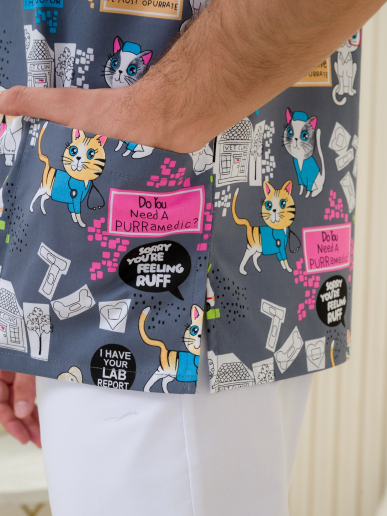 Рубашка медицинская мужская М-286(ST-15) Стрейч / Принт