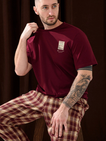 Мужская пижама "Счастливый билет" 2434-К/Ф / Бордовый