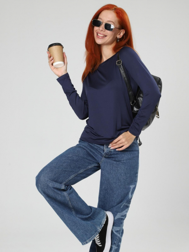 Женский лонгслив Энкар / темно-синий