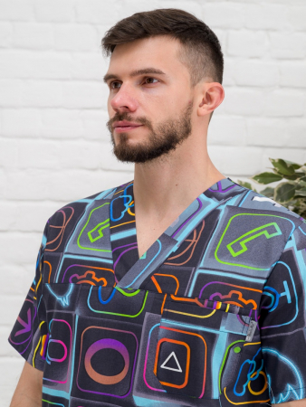 Рубашка медицинская мужская М-286-12357 Поплин