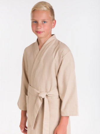 Детский вафельный халат / бежевый