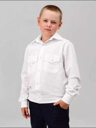 Детская рубашка кадетская (длинный рукав) / Белый