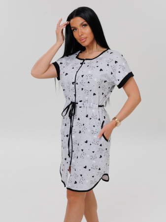 Женский халат Х-140(К) / Серый (сердечки)