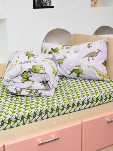 Детское постельное белье поплин с простыней на резинке / Юрский период