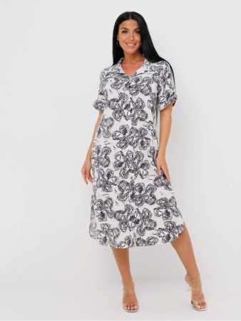 Женский халат Х-105(К) / Белый (цветы)