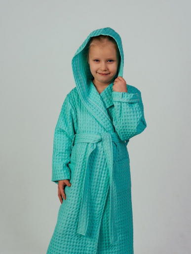 Детский вафельный халат "Комфорт" / мятный