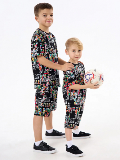 Детская пижама с шортами "Сорванец" / Город на черном