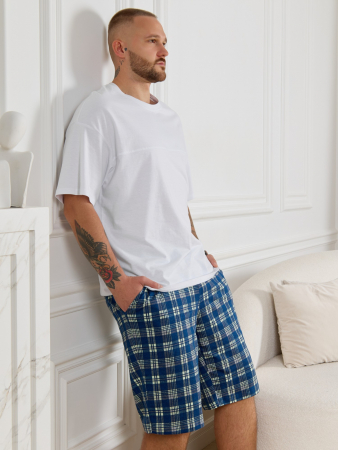 Шорты мужские Тор-2 / клетка синяя