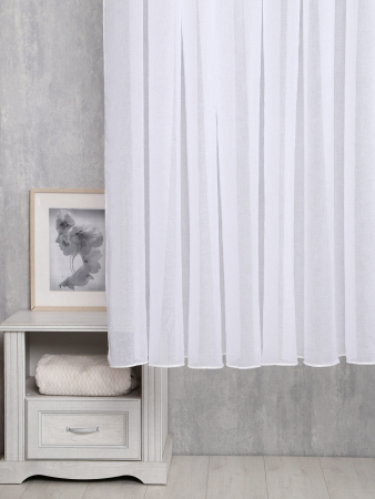 Тюль под лен для кухни арт. TPL / Белый