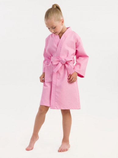 Детский вафельный халат / розовый