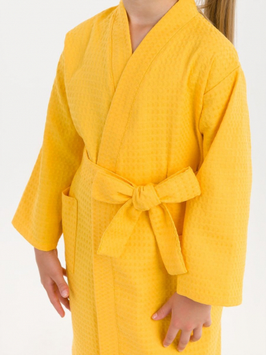 Детский вафельный халат / жёлтый