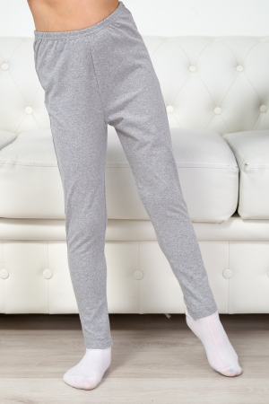 Легинсы подростковые из кулирки с лайкрой / серый меланж