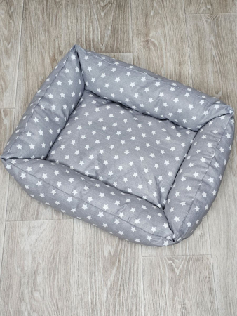 Лежак для кошек и собак / звезды, серый