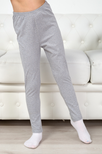 Легинсы подростковые из кулирки с лайкрой / серый меланж