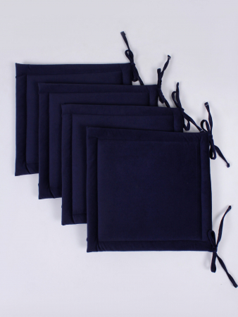 Комплект квадратных подушек на стул с завязками (4 шт.) арт. PKK / Темно-синий