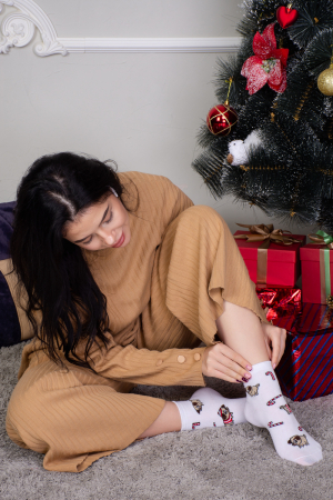 Женские носки  стандарт Символ дружбы (набор 3 пары) / белый, красный, серый