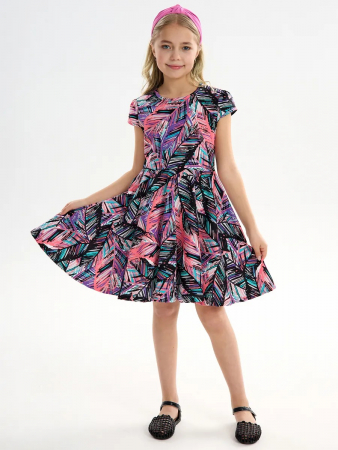 Детское платье "Птичка" / Тропики розовые