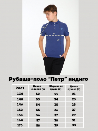 Детская футболка-поло "Петр" / Индиго