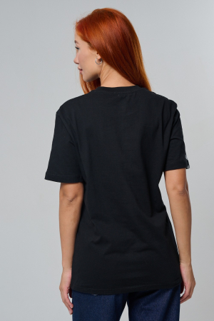 Женская футболка 8584 / черный+кокошник