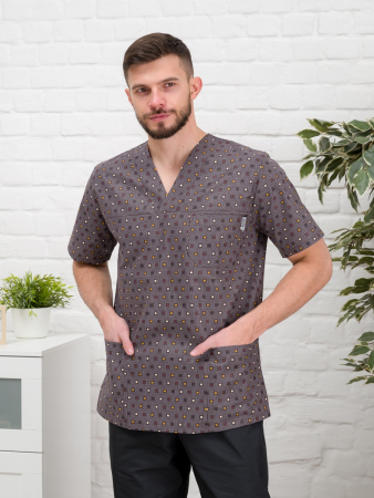 Рубашка медицинская мужская М-286-10589 Поплин