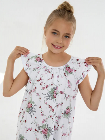 Детская сорочка "Луна" / Цветочки на белом