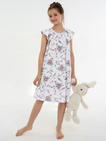 Детская сорочка "Луна" / Цветочки на белом