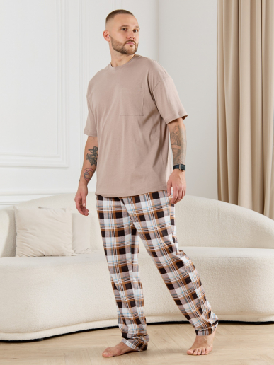 Брюки мужские Тор-1 / клетка коричневая