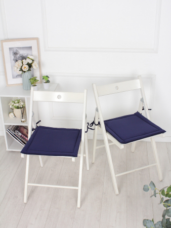 Комплект квадратных подушек на стул с завязками (4 шт.) арт. PKK / Темно-синий