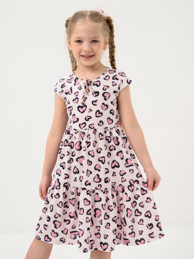 Детское платье "Славянка" / Розовый лео