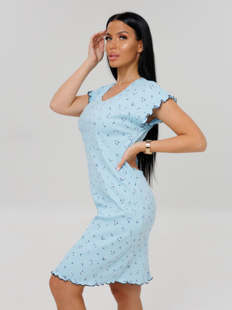 Женская сорочка Сор-107(Каш) / Голубой (цветы)