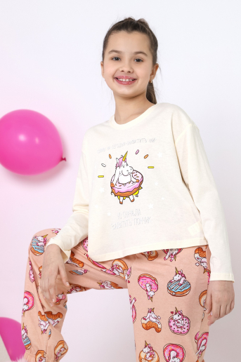 Пижама для девочки Единопончик-1 / молочный