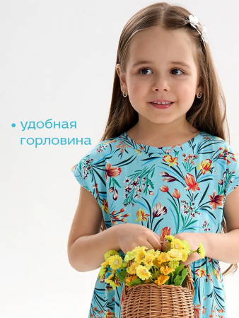 Детское платье "Ласточка" / Ирисы на голубом