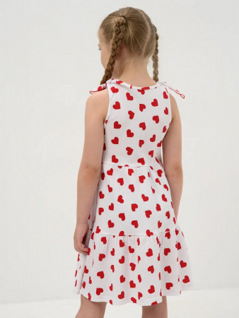 Детский сарафан "Романс" / Белый, сердечки
